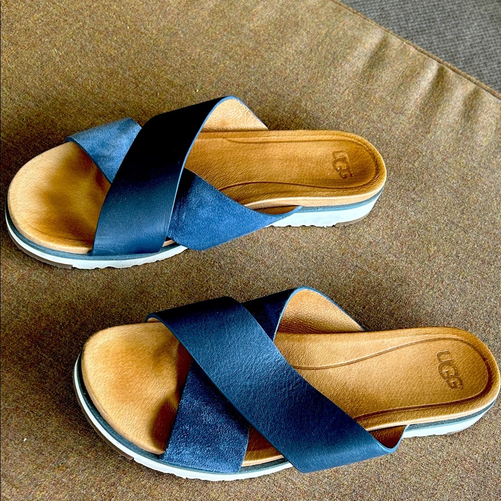 UGG Women's Blue Cross-Strap Sandals